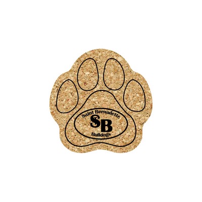 5" Standard Cork Paw Coaster