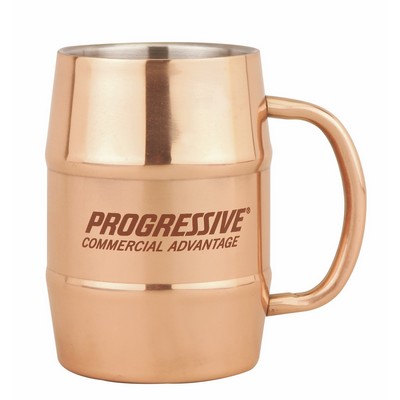 17 Oz. Copper Plated Stainless Steel Barrel Mug