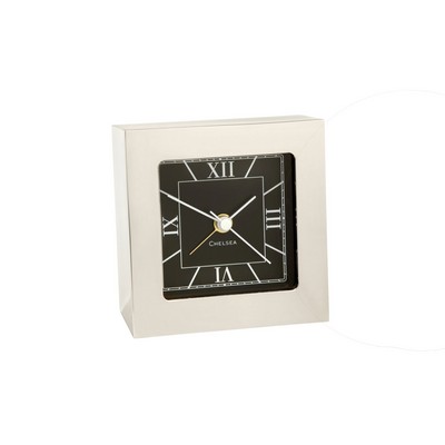 Chelsea Clock Square Alarm Clock, Nickel