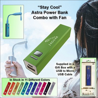 Green 2200 mAh Astra Power Bank Combo w/Fan