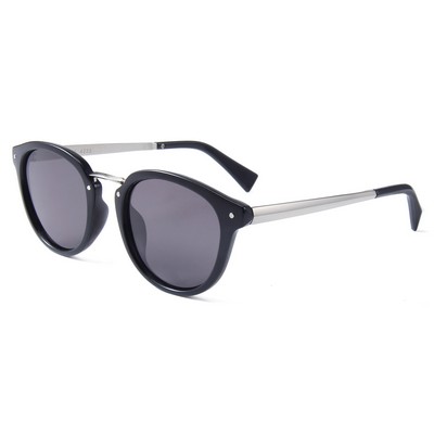 Sunglasses - Smoke Lenses - Black Frames - Silver Temples