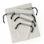 Bulk Bleached Cotton Pouch w/Black Cord (3"x5")