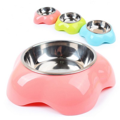 Flower Shape Pet Bowl With Stainless Steel Bowl