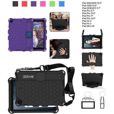 Kidder iPad 10.2" Case with Hand Strap + Shoulder Strap (Purple)