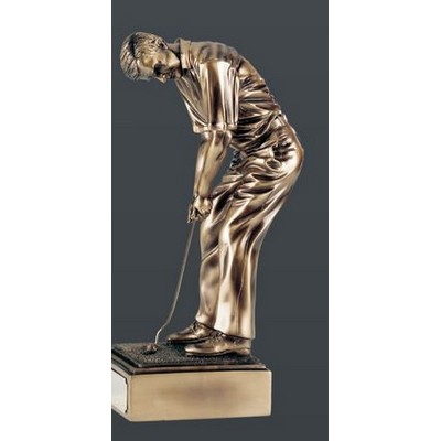 15.25" Antique Gold Resin Golfer Award