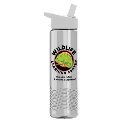 24 Oz. Transparent Wave Bottle w/Flip Straw - Digital