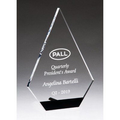 Diamond Series Clear Acrylic Award with Black Accent and Silver Post (5.75"x8"x0.7")