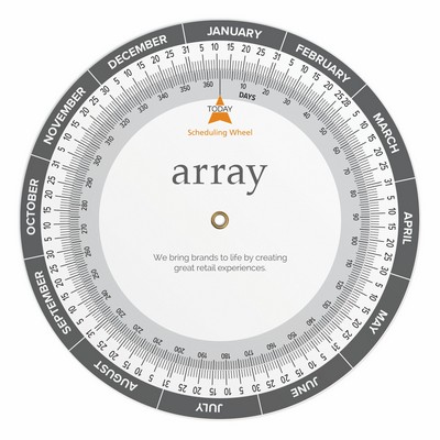 Court Reporter Scheduling Wheel Chart .020 White Plastic (6" dia.), Full Color Imprint