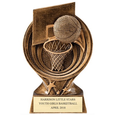 6" Basketball Participant Sweeping Star Resin Trophy