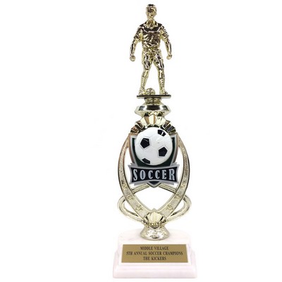 13" Male Soccer Trophy Riser w/Figure on Marble Base