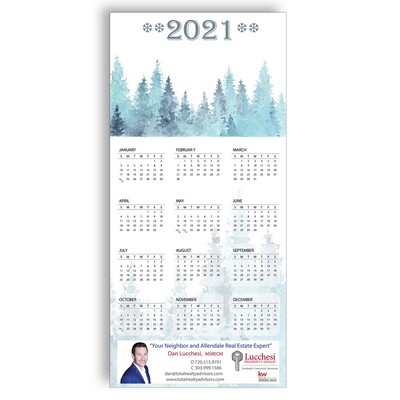 Z-Fold Personalized Greeting Calendar - Winter Trees