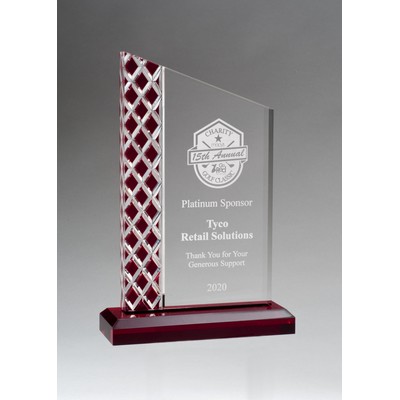 Zenith Series Clear Acrylic Award with Lattice Pattern and Red Accent (5 1/2" x 9 1/4")