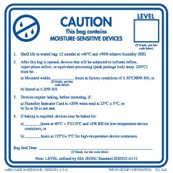 Moisture Sensitive Devices Labels - 3" x 3"