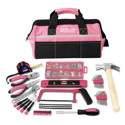 Pink Apollo Tools 201 Piece Household Tool Kit in a Soft-Sided Tool Bag