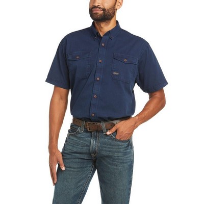 Rebar® Washed Twill Navy Short Sleeve Work Shirt