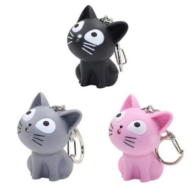 Cat LED Sound Keychain