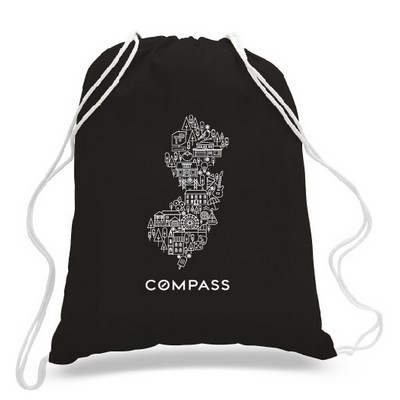 Large Colored 100% Cotton Drawstring Backpack - 1 Color (17"x20")