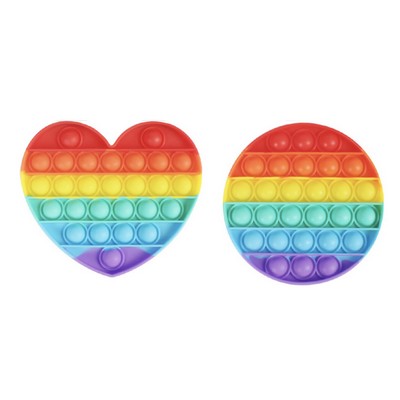 Silicone Rainbow Heart Popper Toy