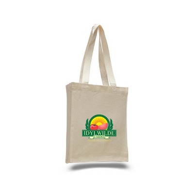 12 Oz. Natural Canvas Book Tote Bag w/ Full Gusset - Full Color Transfer (10"x12"x3")