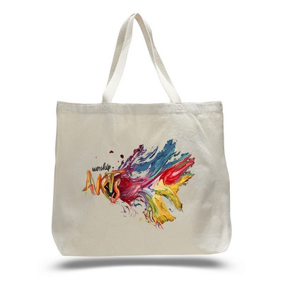 Natural Canvas Jumbo Tote Bag w/ Squared Bottom - Full Color Transfer (20"x15"x5")