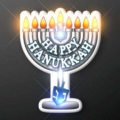 Happy Hanukkah LED Menorah Light Pin - BLANK