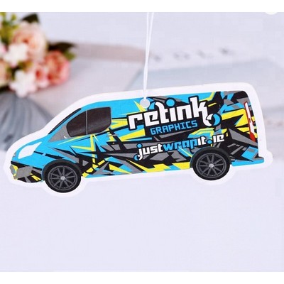 3.25" Die Cut Shape Custom Full Color Printed Air Freshener/Air Deodorizer w/Citrus Scent