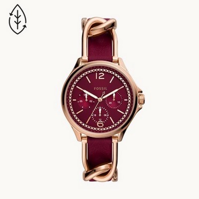 Fossil Stella Multifunction Burgundy Eco Leather Watch