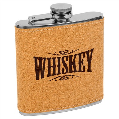 Cork Stainless Steel Hip Flask 6Oz.