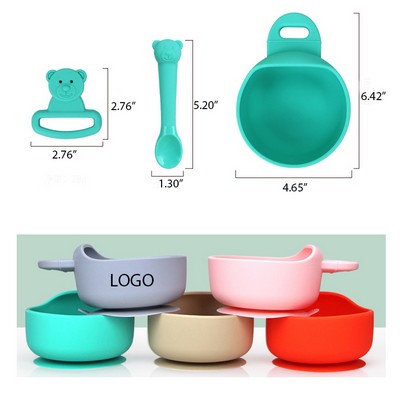 Suction Silicone Muted Learning Bowl for Kids Unbreakable Non-Slip Baby Bowl with Spoon and Teether