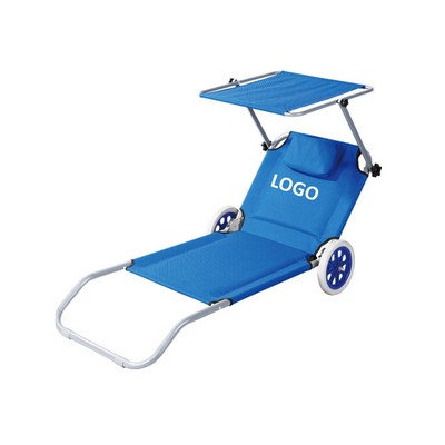 Foldable Lounger With Canopy And Wheels