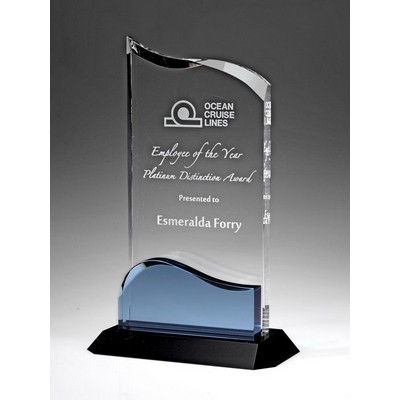 Luminous Wave Crystal Award, 8 1/2"H