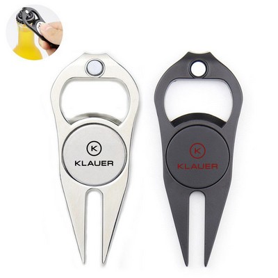 Multi-Functional Golf Divot Tool and Golf Ball Marker