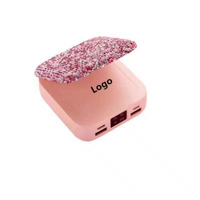 20000mAh Portable Mini Power Bank Makeup Mirror LED Digital Display Powerbank