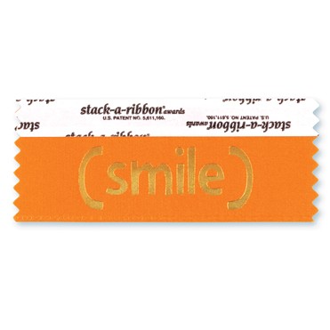 (smile) STK A RBN Orange Ribbon Gold Imprint