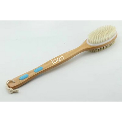 Shower Brush with Soft and Stiff Bristles, Bath Dual-Sided Long Handle Back Scrubber Body