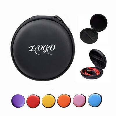 Mini Round Zippered Earphone Storage Case