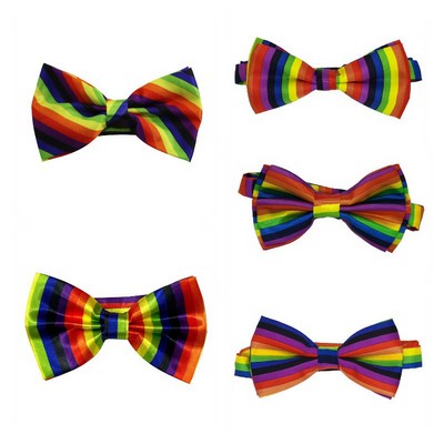 Rainbow Striped Bow Tie