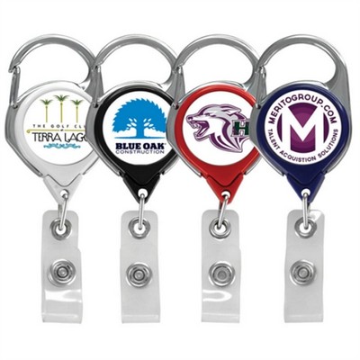 Retractable Vibraprint Carabiner Badge Reel with Belt Clip