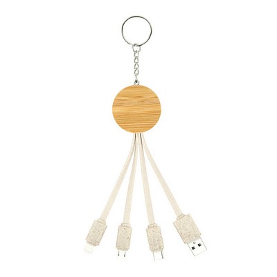 Wood Biodegradable 3 in 1 Charging Cable Round