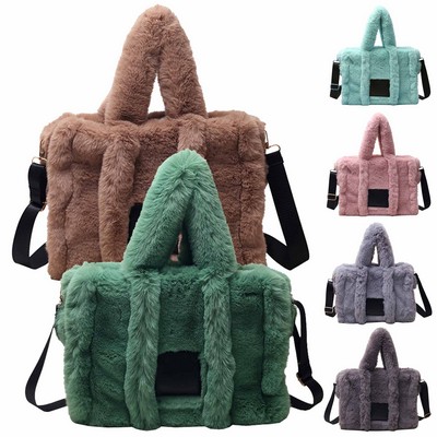 Plush Handle Zipper Bags w/Adjustable Shoulder Straps