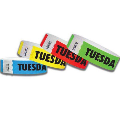 3/4" wide x 10" long - 3/4" Tuesday Tyvek Wristbands Blank 0/0