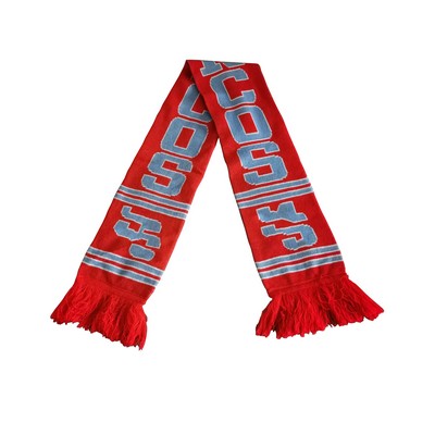 Custom Stadium Knit Jacquard Scarf With Fringe