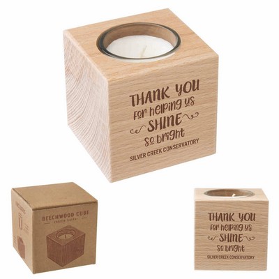 Beechwood Cube Candle Holder