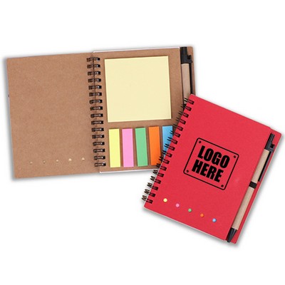 Spiral Eco Friendly Sticky Notes & Notebook W/ Pen