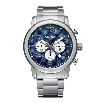 Citizen® Men's Quartz Silver-Tone Watch w/Blue Dial