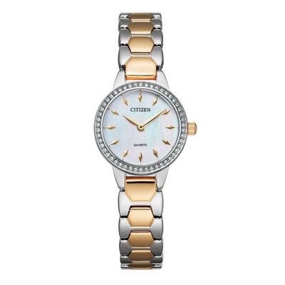 Citizen® Ladies' Quartz Two-Tone Watch w/White MOP Dial