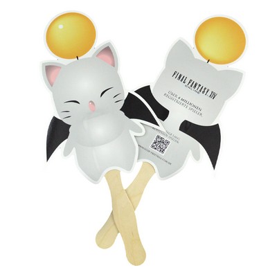 Cat Shape Paper Fan with Wooden Handle