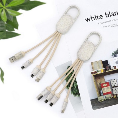 Wheat Straw Keychain 3-in-1 Charging Cable