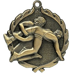 Sculptured Medal - Wrestling, 1"