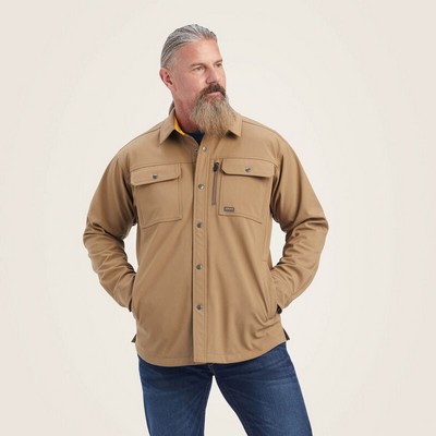 Ariat® Men's Field Khaki Beige Rebar® DuraStretch™ Utility Softshell Shirt Jacket